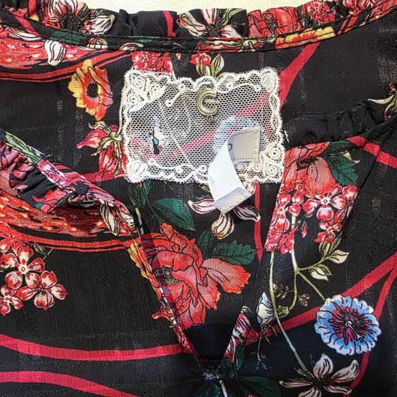 Cupio Womens Floral Peasant Top 3X 4X Plus 3/4 Boho Ruffle Puff Balloon Hippie - Picture 6 of 10